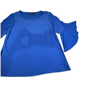 Women with Control Royal Blue Flutter Sleeve Top 1XP Blouse Work Casual Fairy